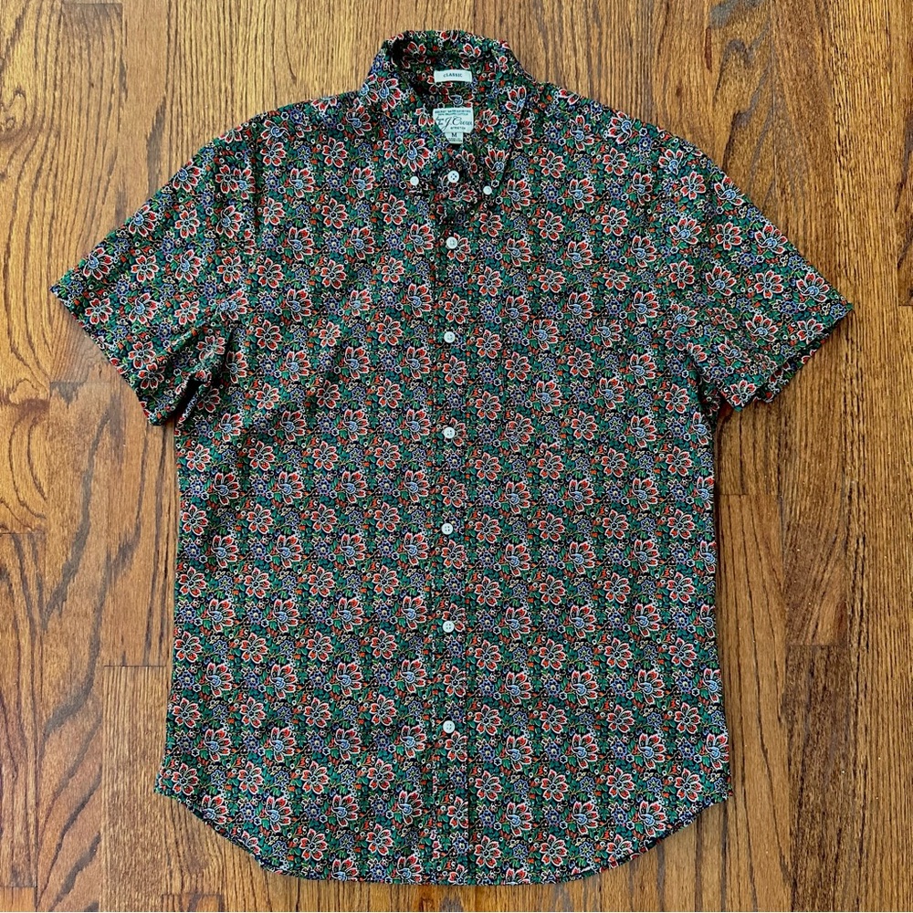 J.Crew Classic Fit Short Sleeve Floral Print Shirt Men’s Size Medium